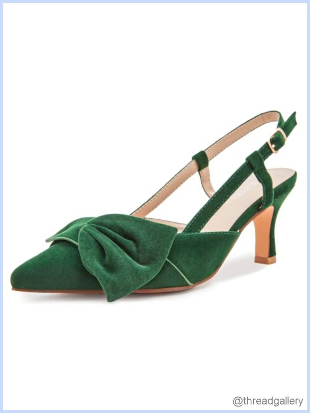 CAMSSOO Bow Slingback Kitten Heels Pointed Toe Dress Pumps